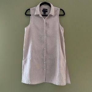Tahari Women Linen Tunic Top Small Sleeveless Button Down Beach Summer Costal